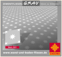 Zementfliesen-GRAU • ZAGORA • Motiv Stern grau weiß