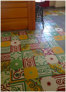 Zementfliesen Patchwork in der Küche • Kundenfoto